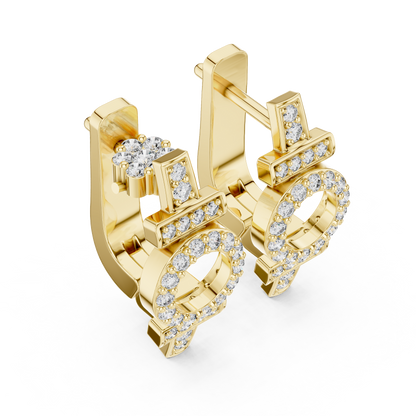 Round Cut Lab Grown Diamond Hoop Earrings in Yellow Gold