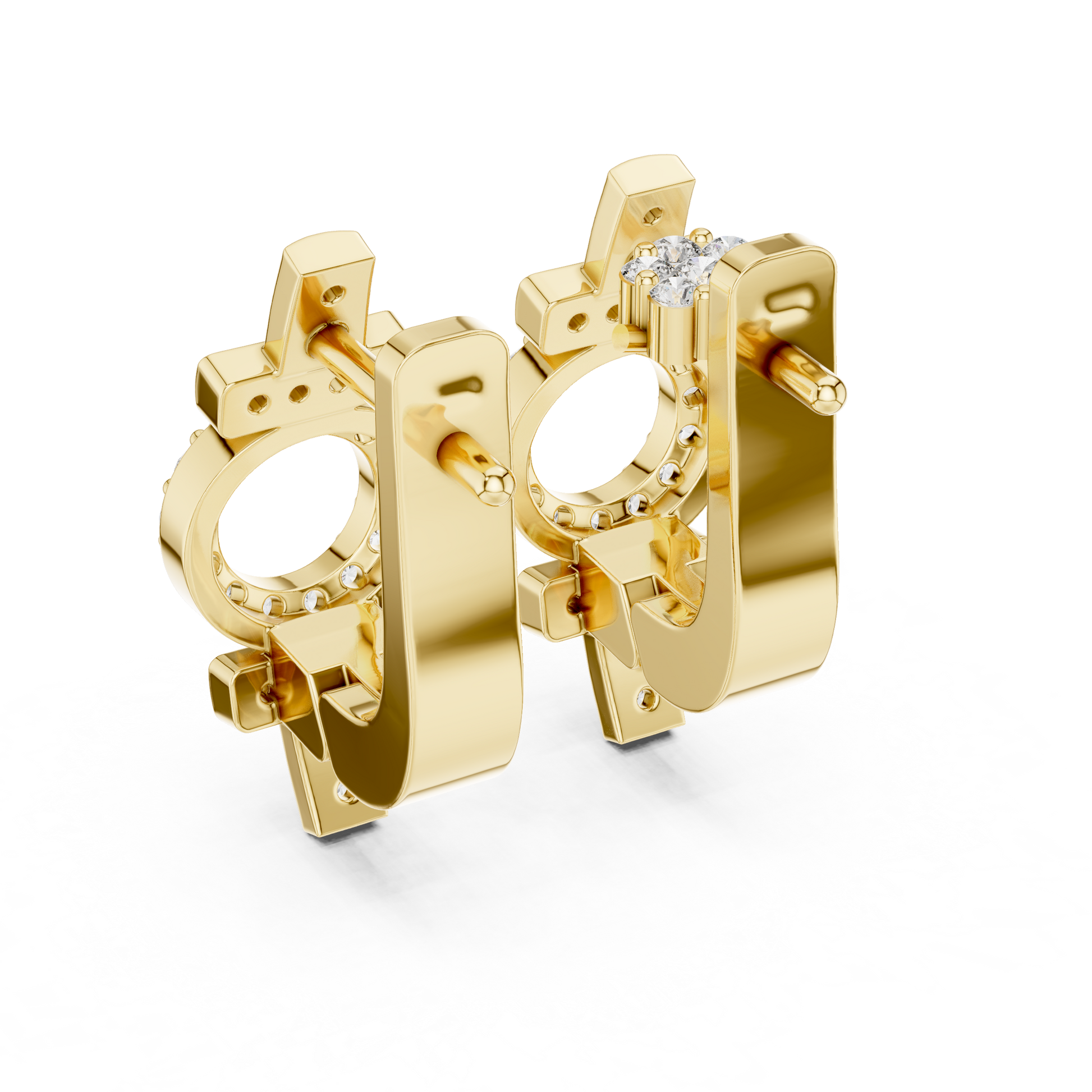 Round Cut Lab Grown Diamond Hoop Earrings in Yellow Gold