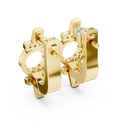 Round Cut Lab Grown Diamond Hoop Earrings in Yellow Gold