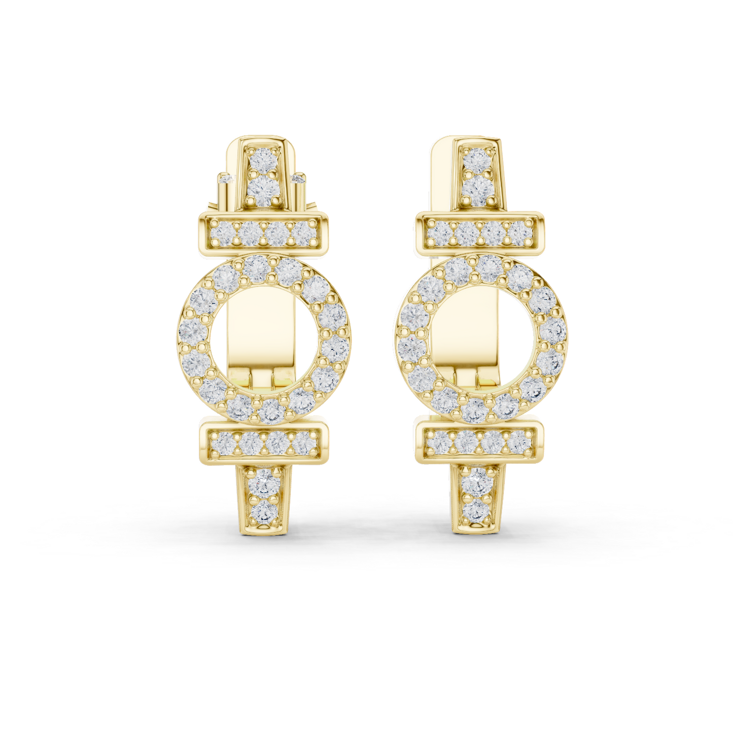 Round Cut Lab Grown Diamond Hoop Earrings in Yellow Gold