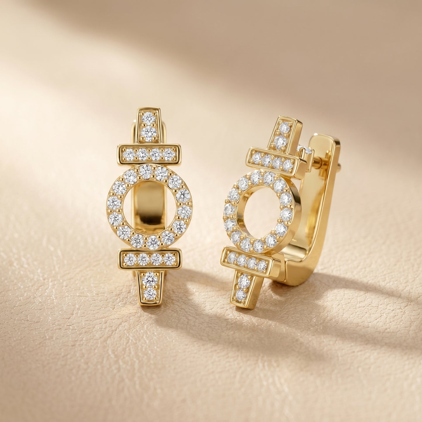 Round Cut Lab Grown Diamond Hoop Earrings in Yellow Gold