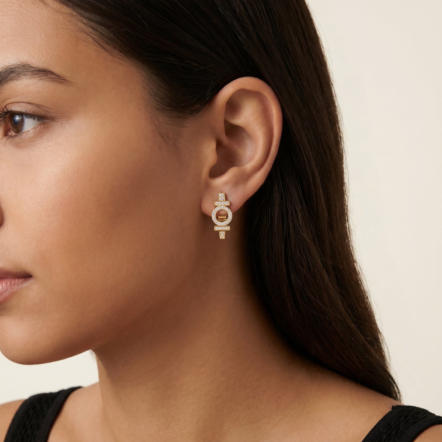 Round Cut Lab Grown Diamond Hoop Earrings in Yellow Gold