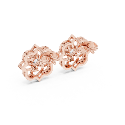 Round Cut Lab Grown Diamond Stud Earrings in Rose Gold