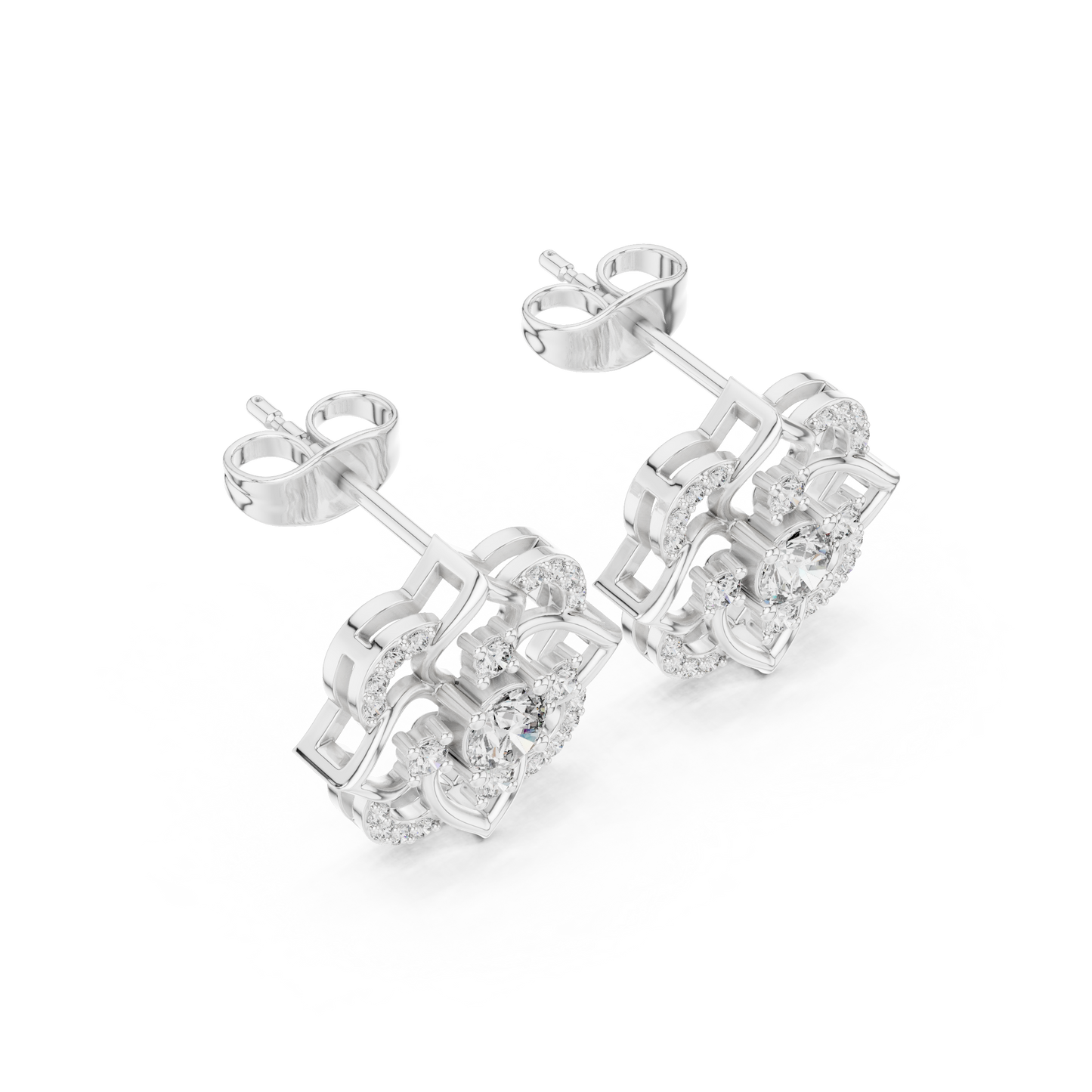 Round Cut Lab Grown Diamond Stud Earrings in White Gold