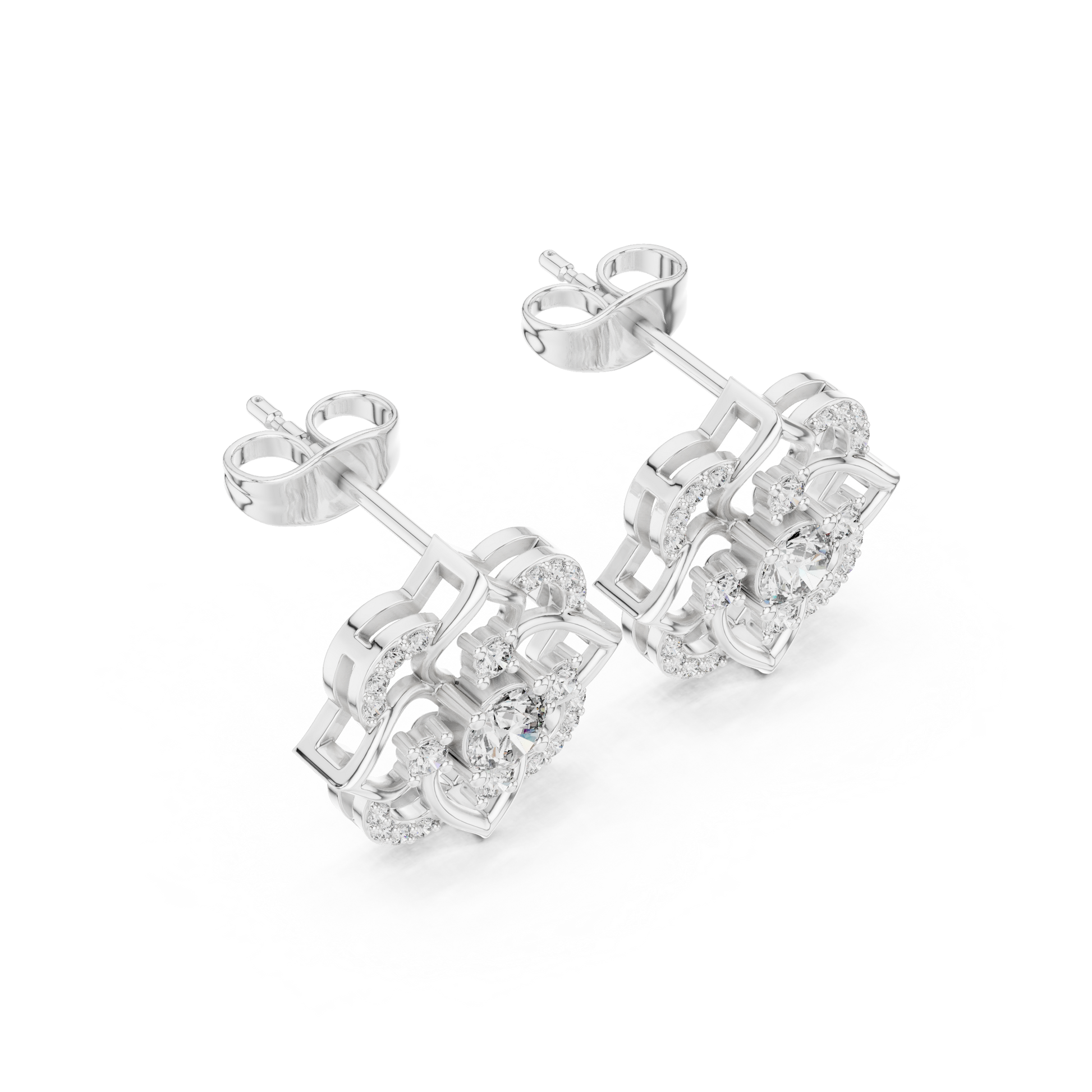 Round Cut Lab Grown Diamond Stud Earrings in White Gold