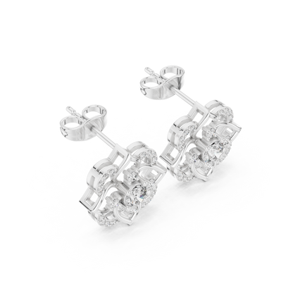 Round Cut Lab Grown Diamond Stud Earrings in Silver