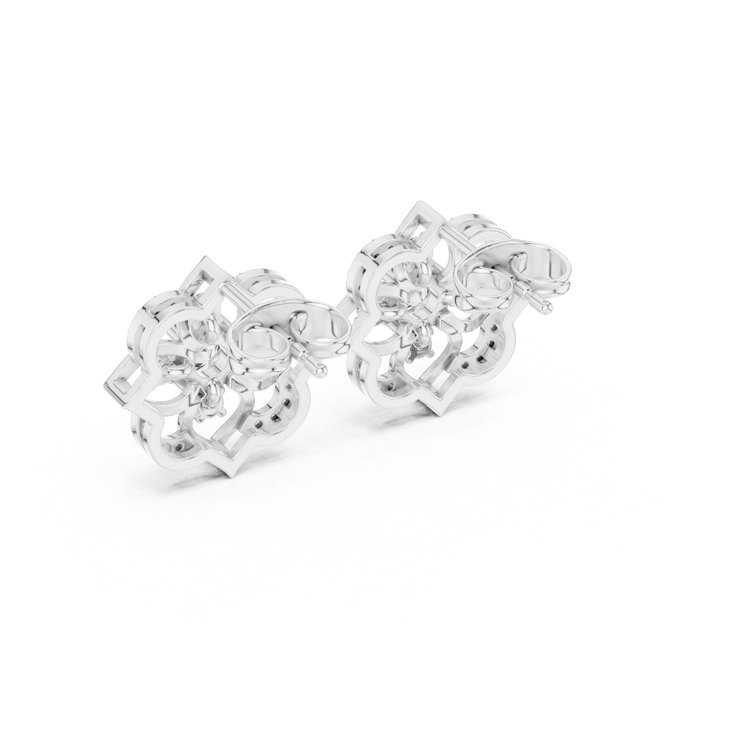 Round Cut Lab Grown Diamond Stud Earrings in White Gold