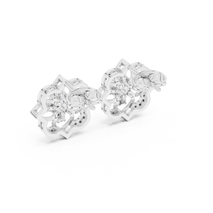 Round Cut Lab Grown Diamond Stud Earrings in White Gold