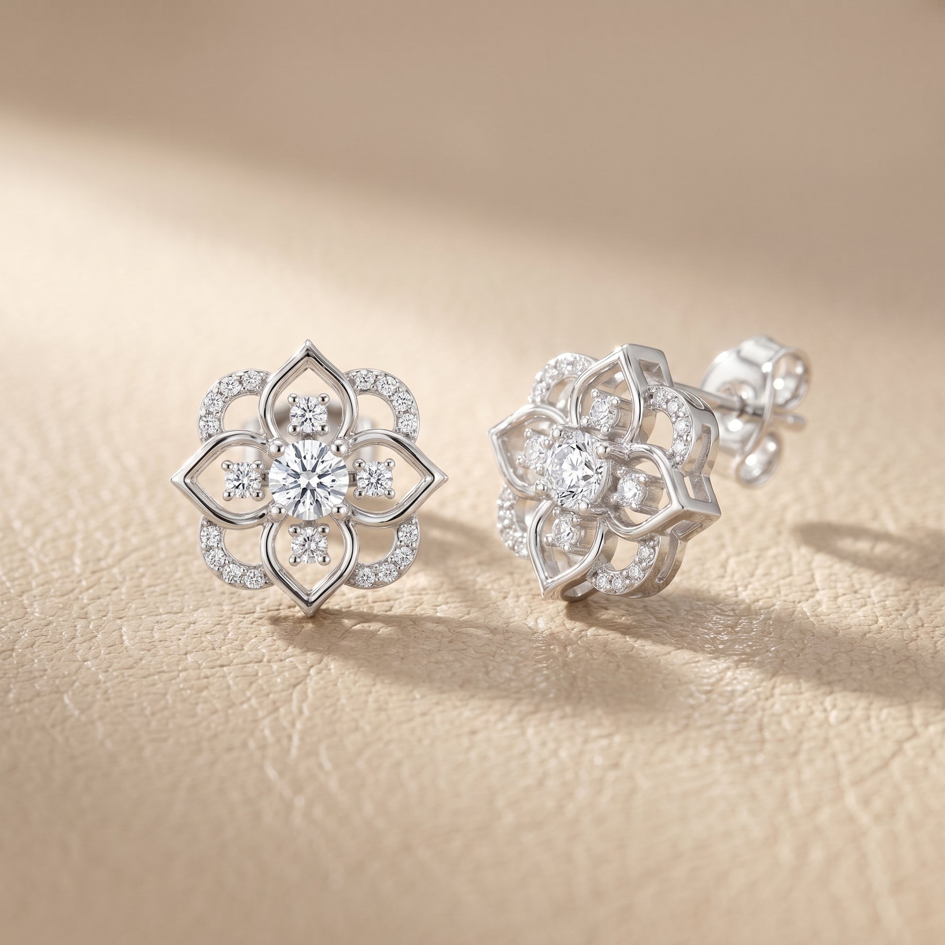 Round Cut Lab Grown Diamond Stud Earrings in White Gold