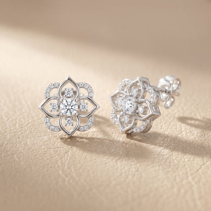 Round Cut Lab Grown Diamond Stud Earrings in White Gold