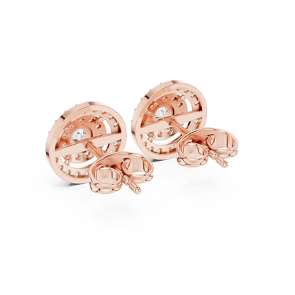 Round Cut Lab Grown Diamond Stud Earrings in Rose Gold