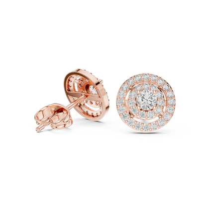Round Cut Lab Grown Diamond Stud Earrings in Rose Gold