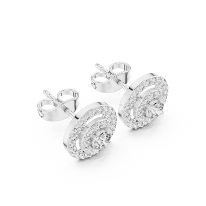 Round Cut Lab Grown Diamond Stud Earrings in White Gold