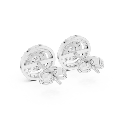 Round Cut Lab Grown Diamond Stud Earrings in Silver