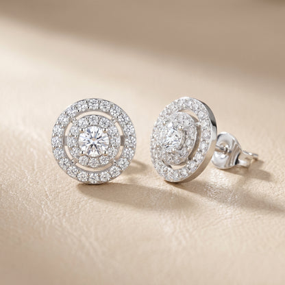 Round Cut Lab Grown Diamond Stud Earrings in White Gold