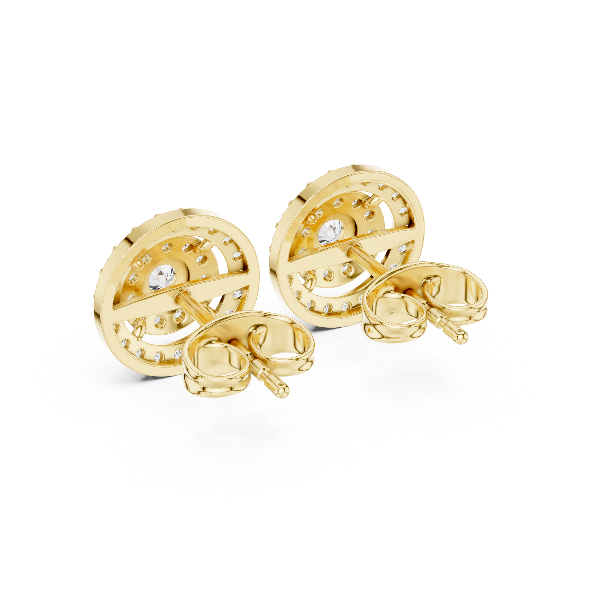 Round Cut Lab Grown Diamond Stud Earrings in Yellow Gold