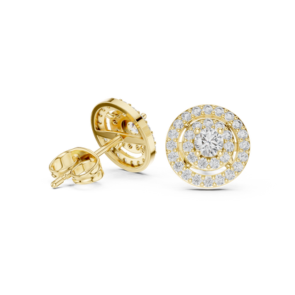 Round Cut Lab Grown Diamond Stud Earrings in Yellow Gold