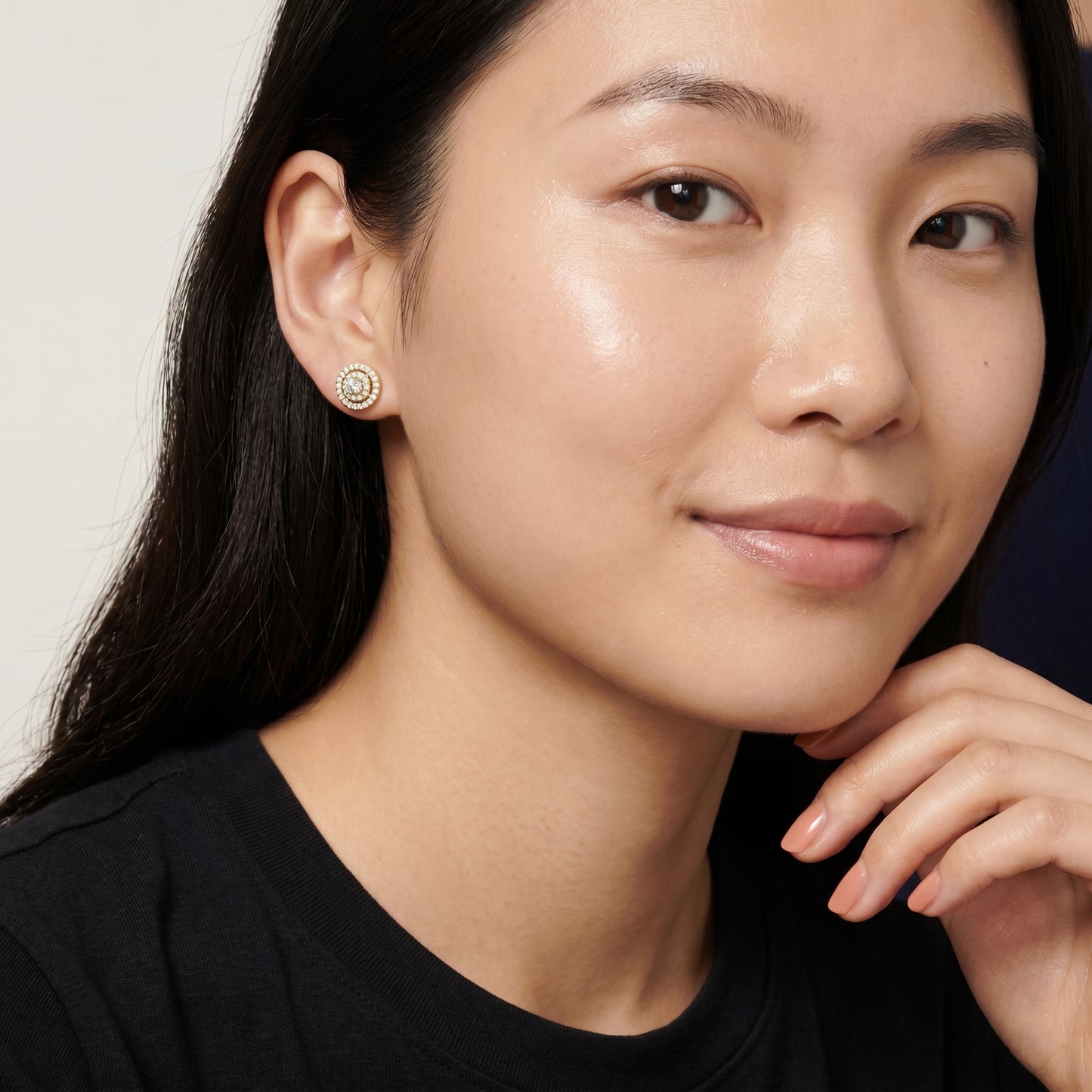 Round Cut Lab Grown Diamond Stud Earrings in Yellow Gold