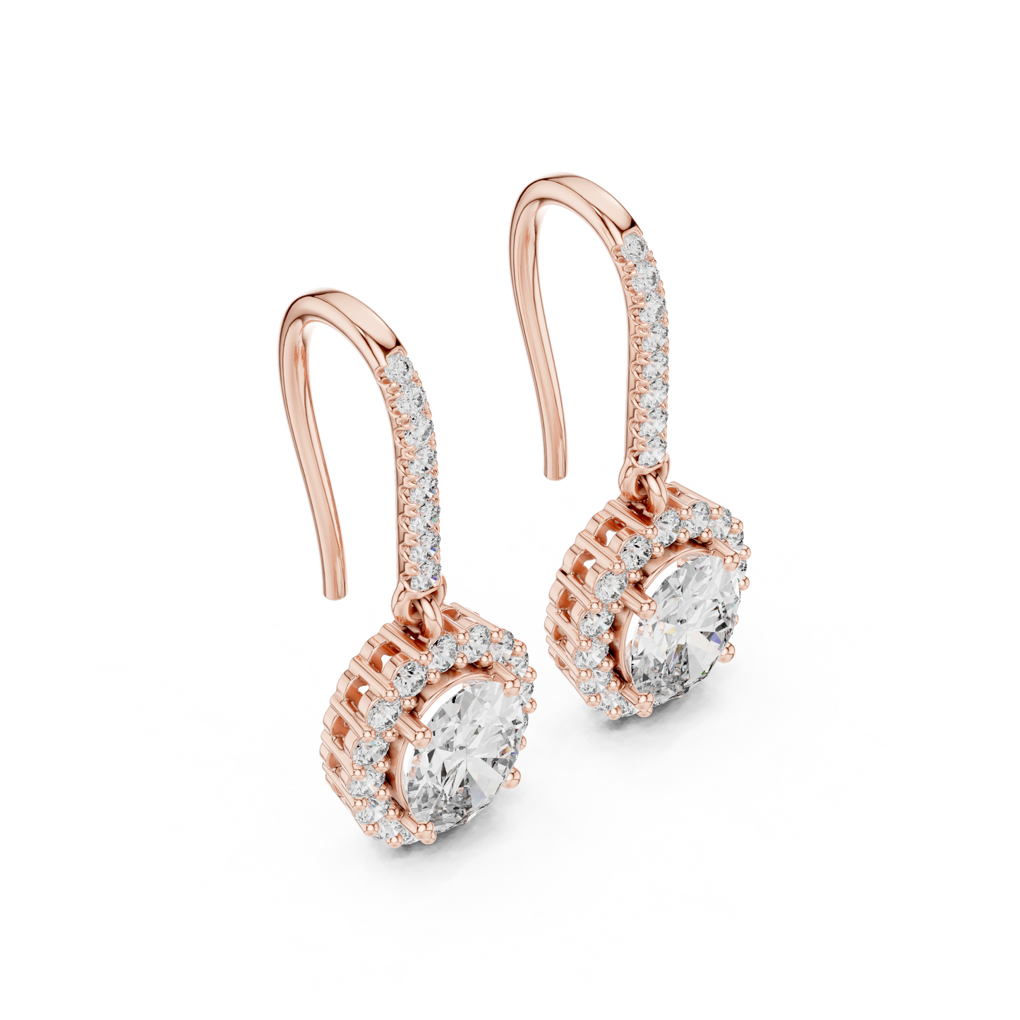 Oval Round Cut Lab Grown Diamond Stud Earrings in Rose Gold
