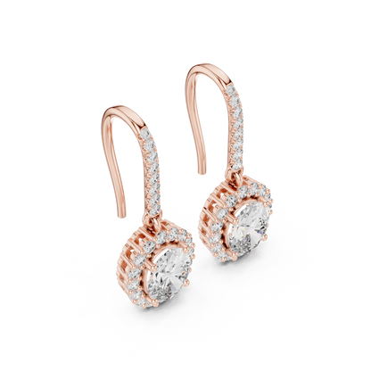 Oval Round Cut Lab Grown Diamond Stud Earrings in Rose Gold
