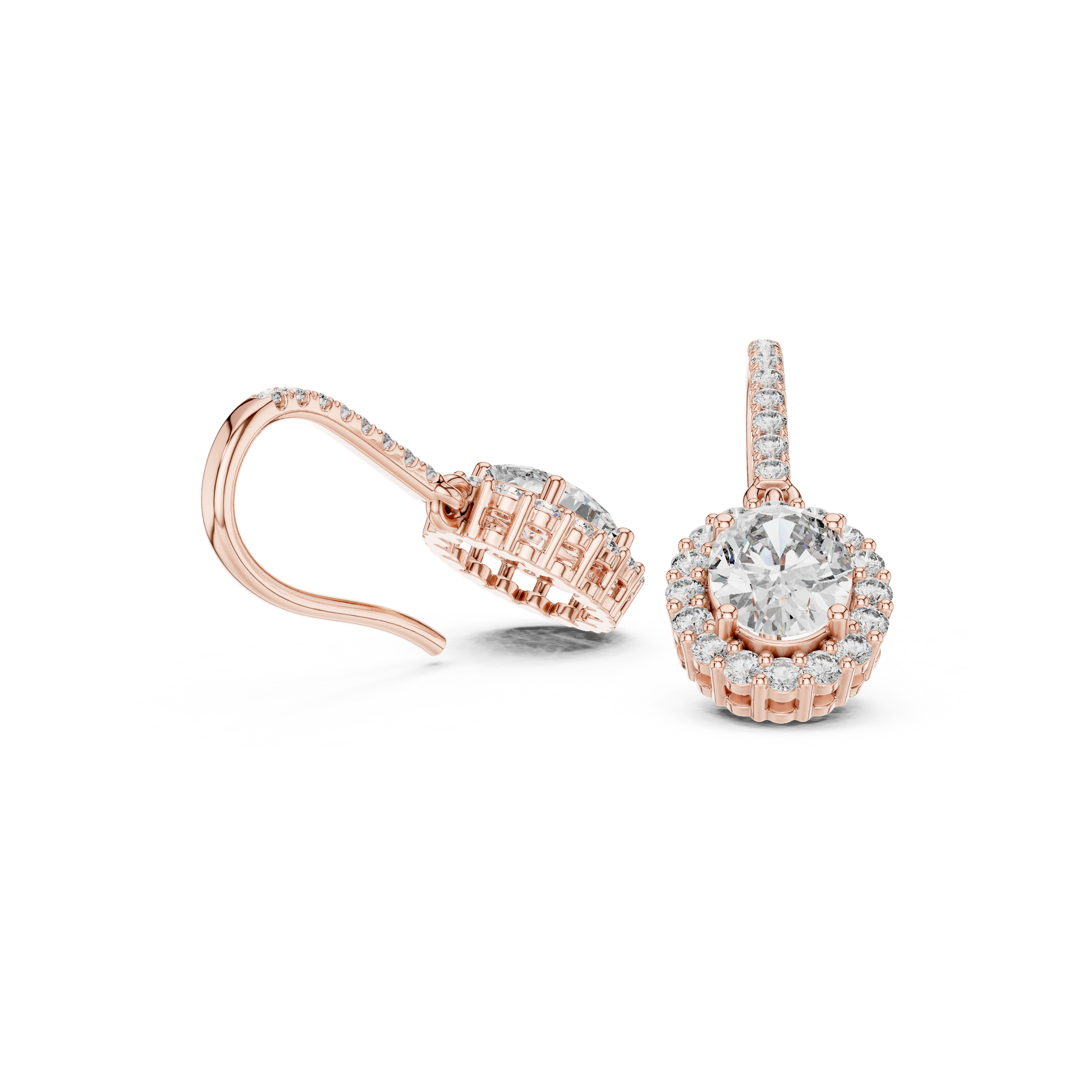 Oval Round Cut Lab Grown Diamond Stud Earrings in Rose Gold