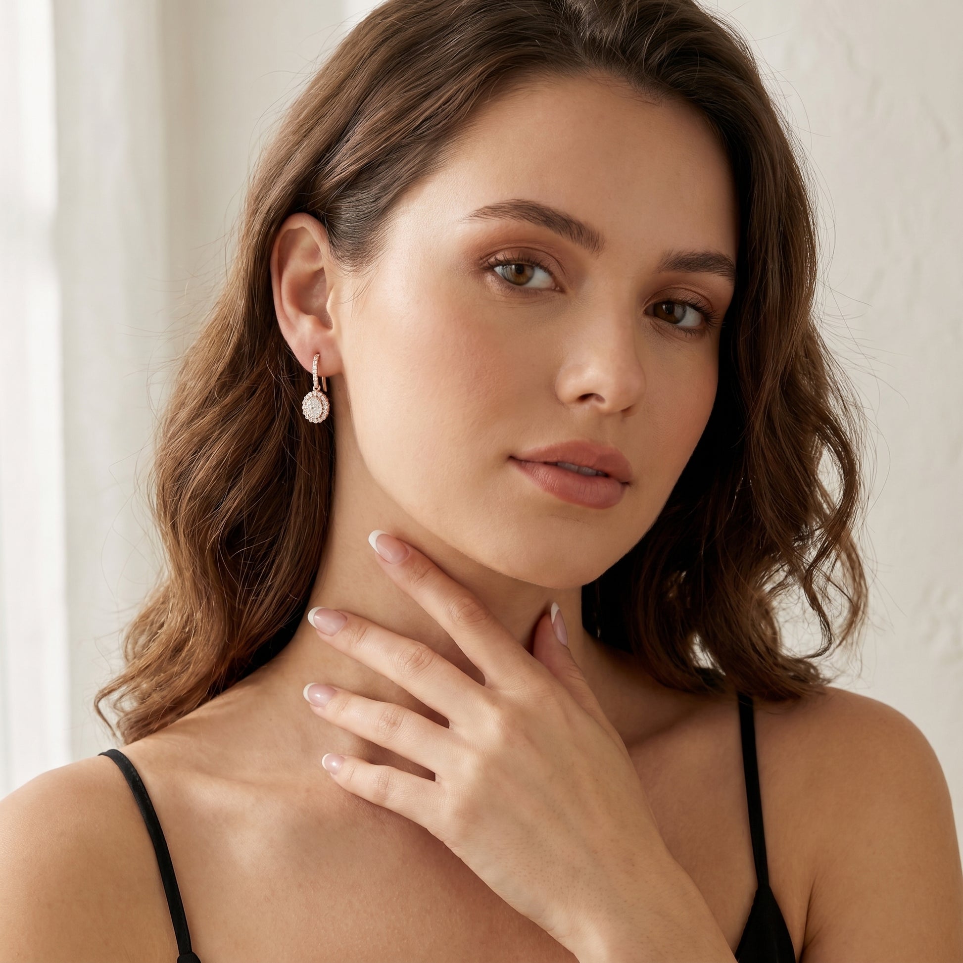 Oval Round Cut Lab Grown Diamond Stud Earrings in Rose Gold