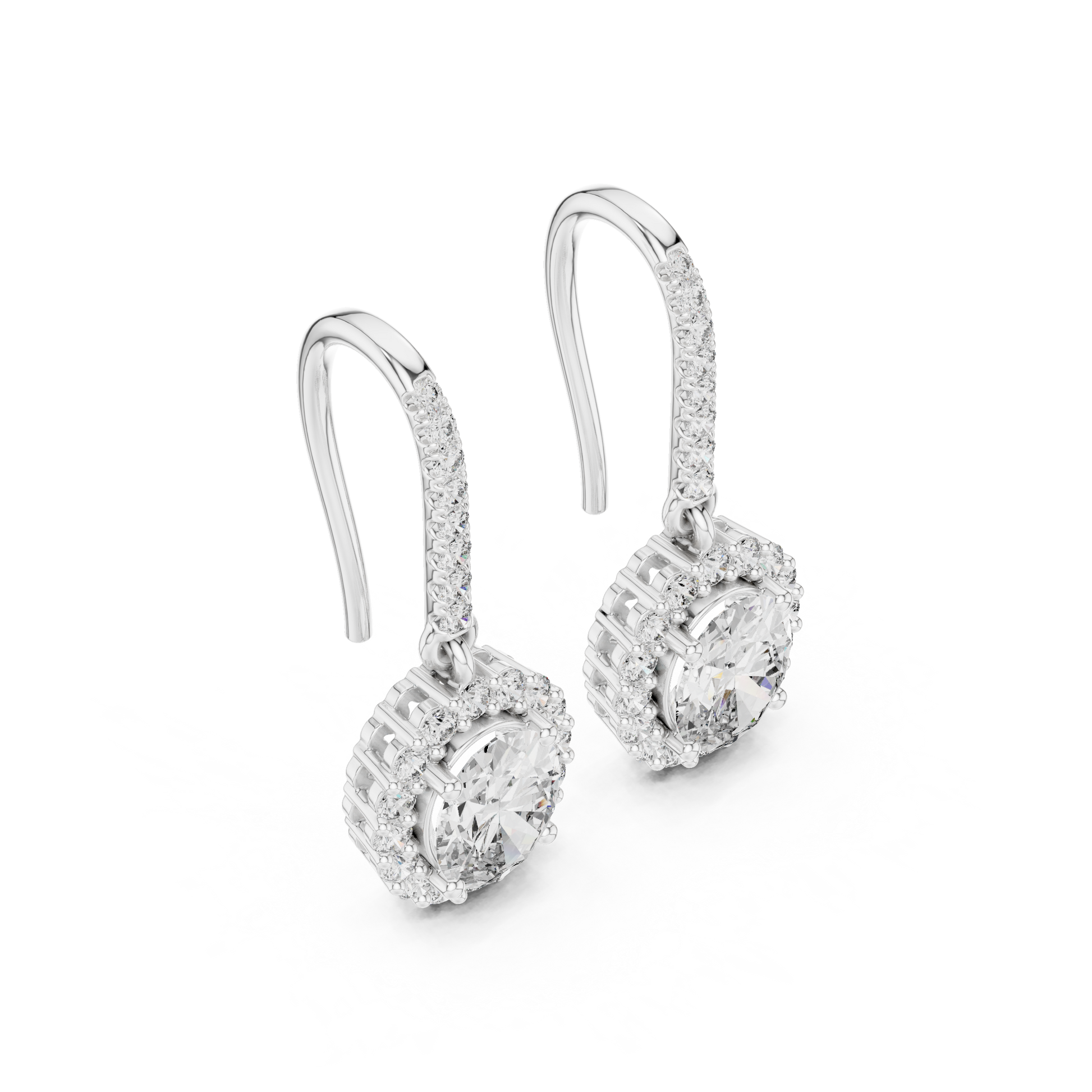 Oval Round Cut Lab Grown Diamond Stud Earrings in White Gold