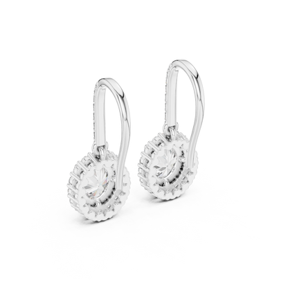Oval Round Cut Lab Grown Diamond Stud Earrings in Silver