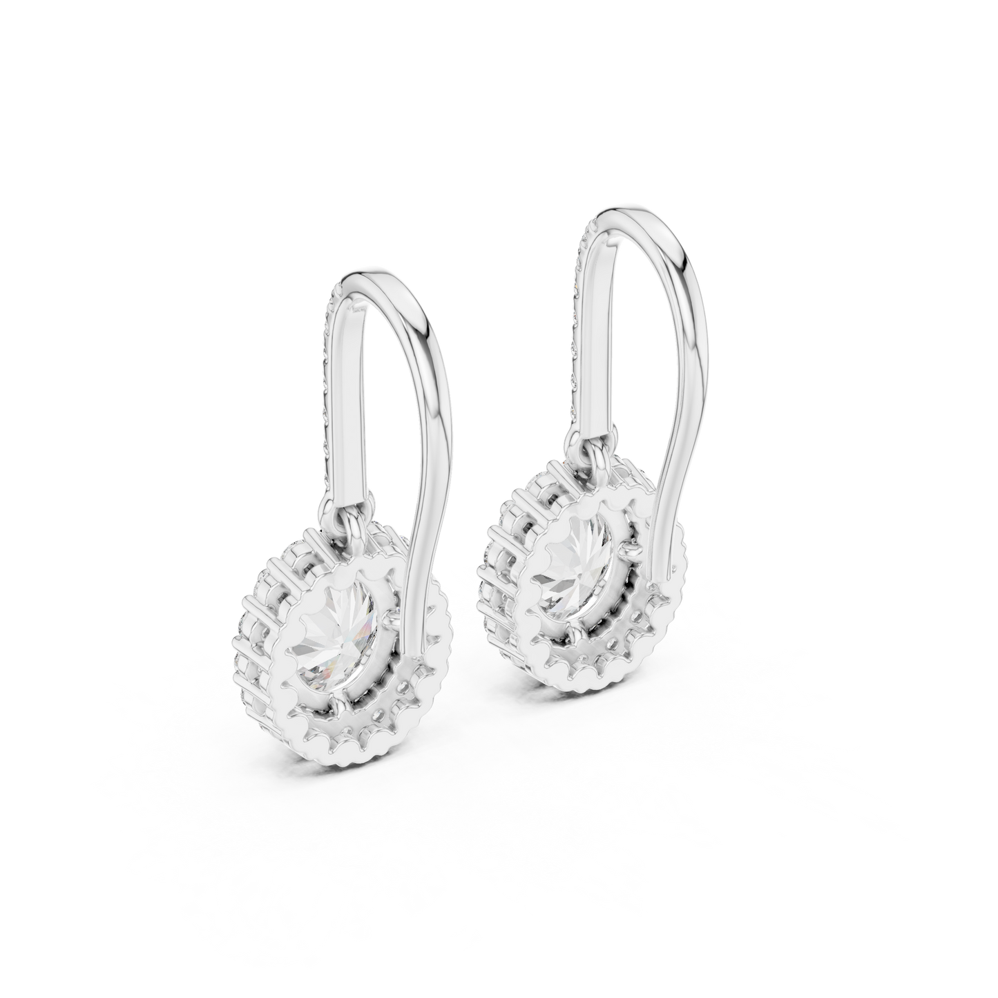 Oval Round Cut Lab Grown Diamond Stud Earrings in Platinum