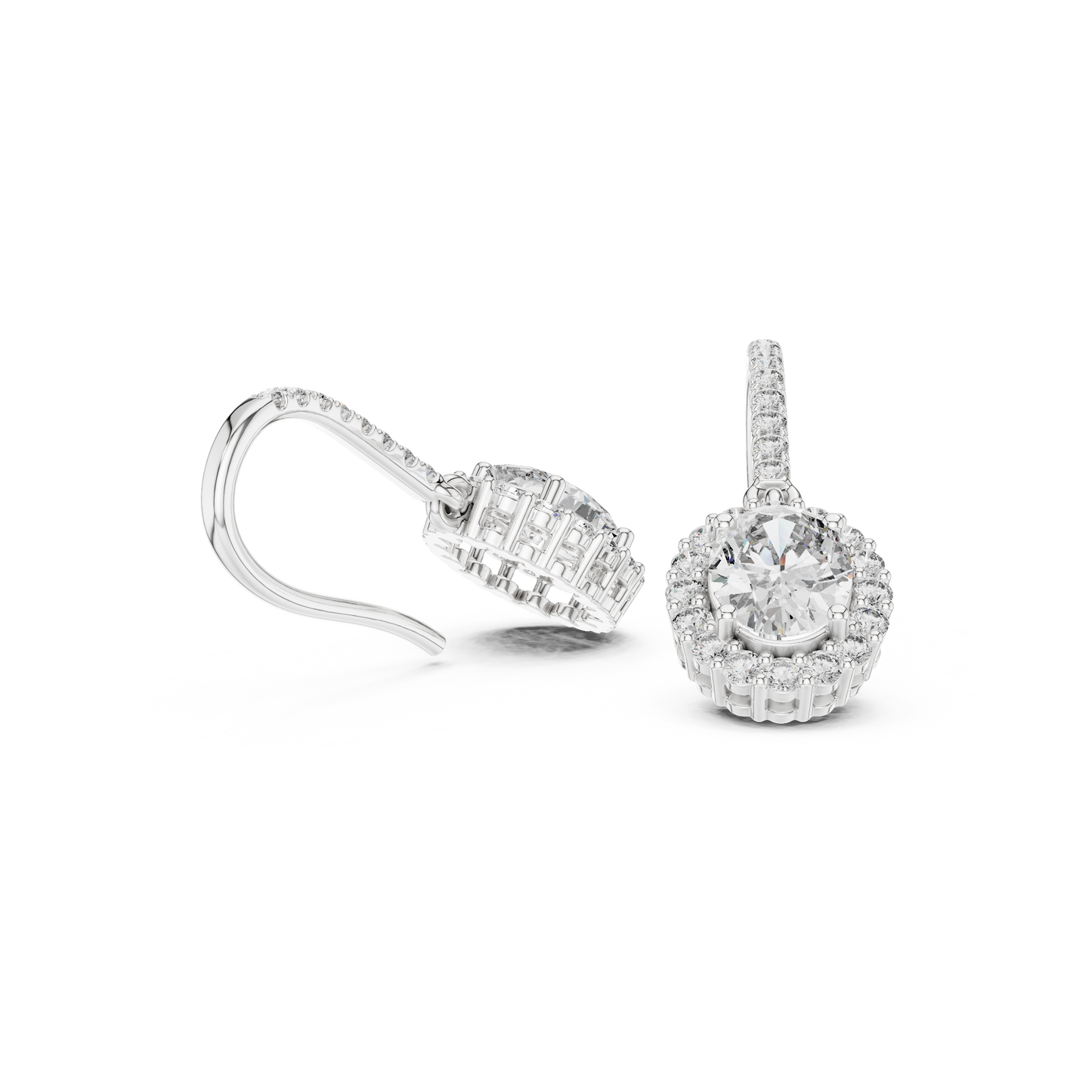 Oval Round Cut Lab Grown Diamond Stud Earrings in White Gold