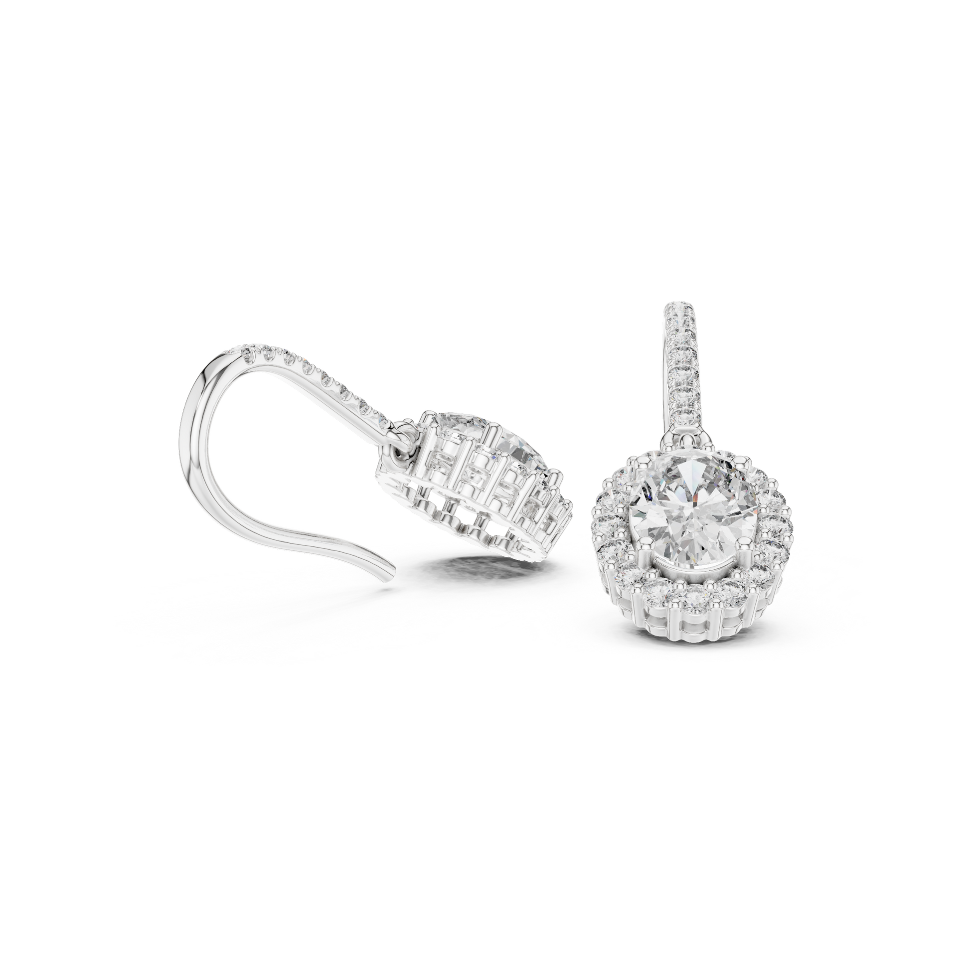 Oval Round Cut Lab Grown Diamond Stud Earrings in Silver