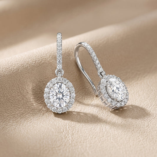 Oval Round Cut Lab Grown Diamond Stud Earrings in White Gold