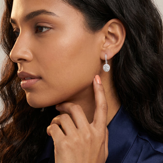 Oval Round Cut Lab Grown Diamond Stud Earrings in White Gold