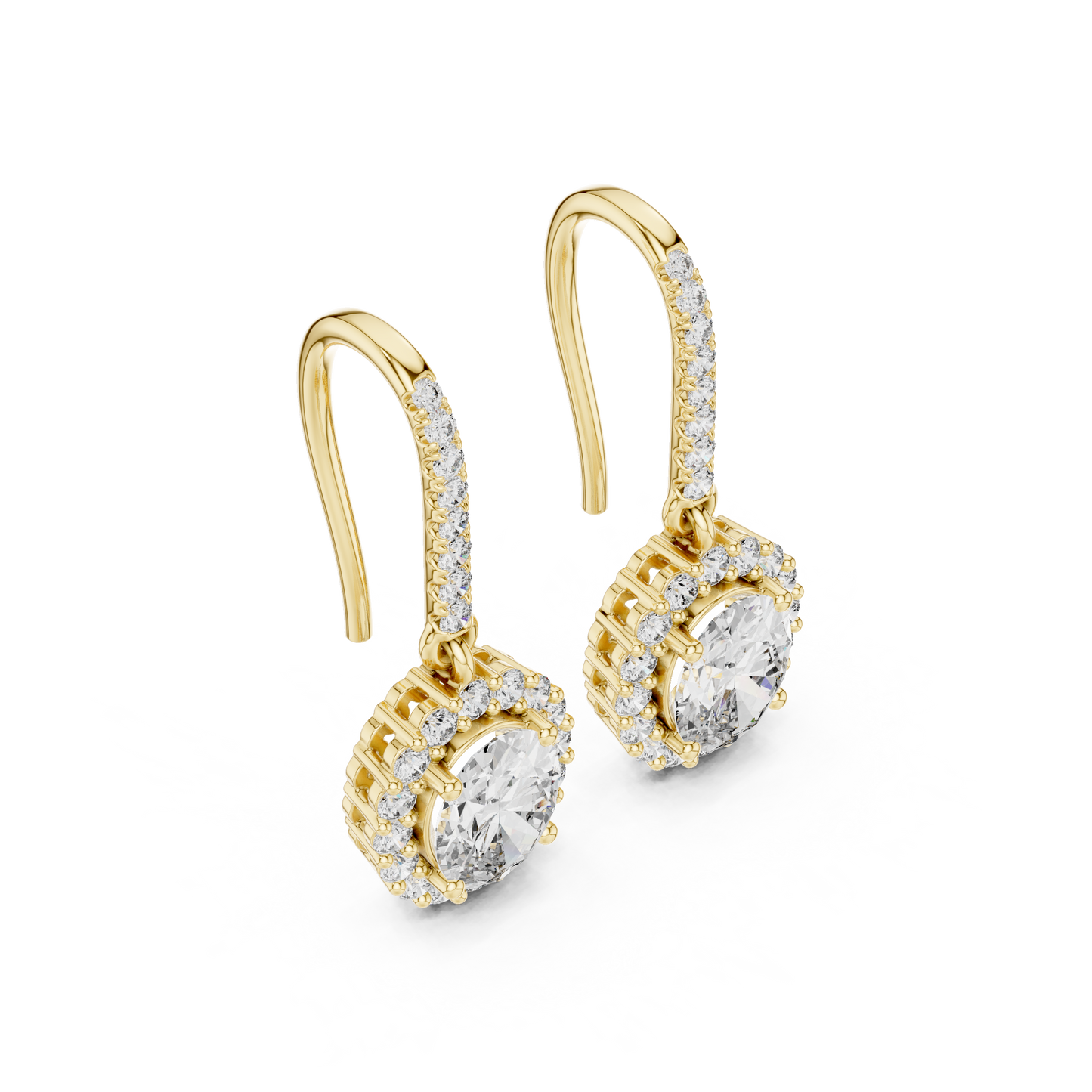 Oval Round Cut Lab Grown Diamond Stud Earrings in Yellow Gold