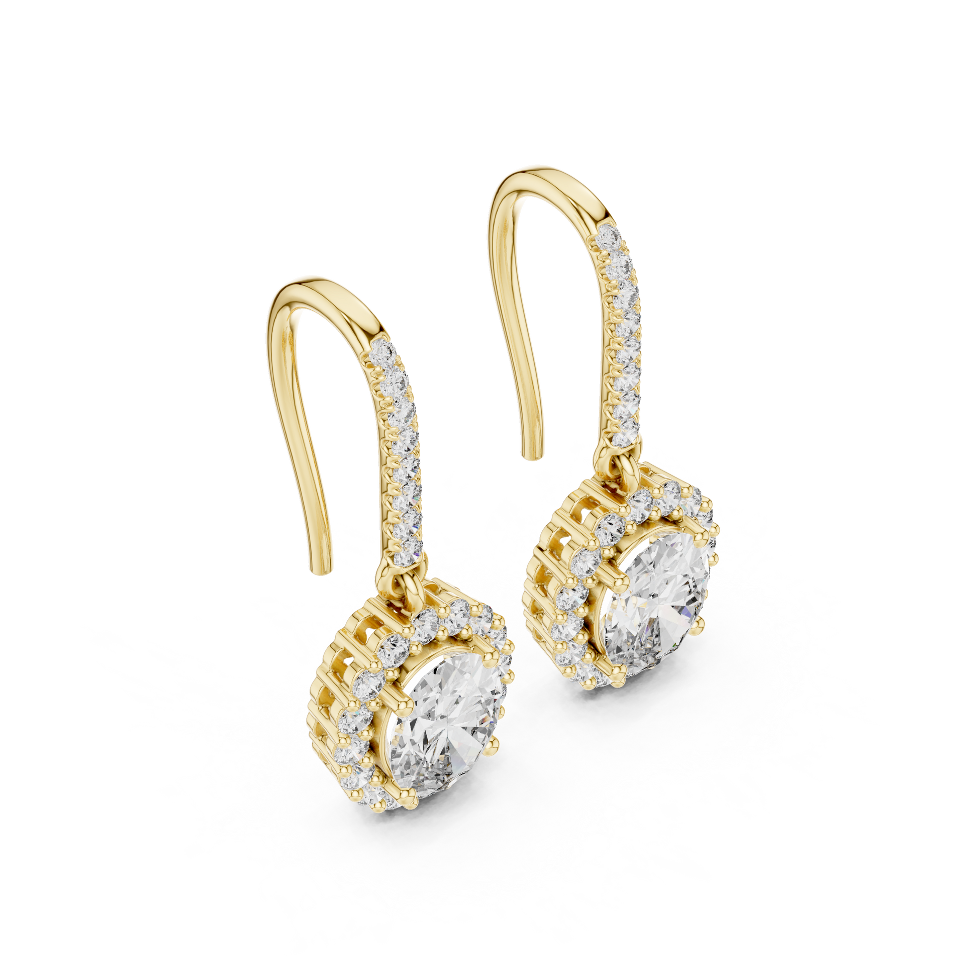 Oval Round Cut Lab Grown Diamond Stud Earrings in Yellow Gold