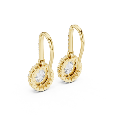 Oval Round Cut Lab Grown Diamond Stud Earrings in Yellow Gold