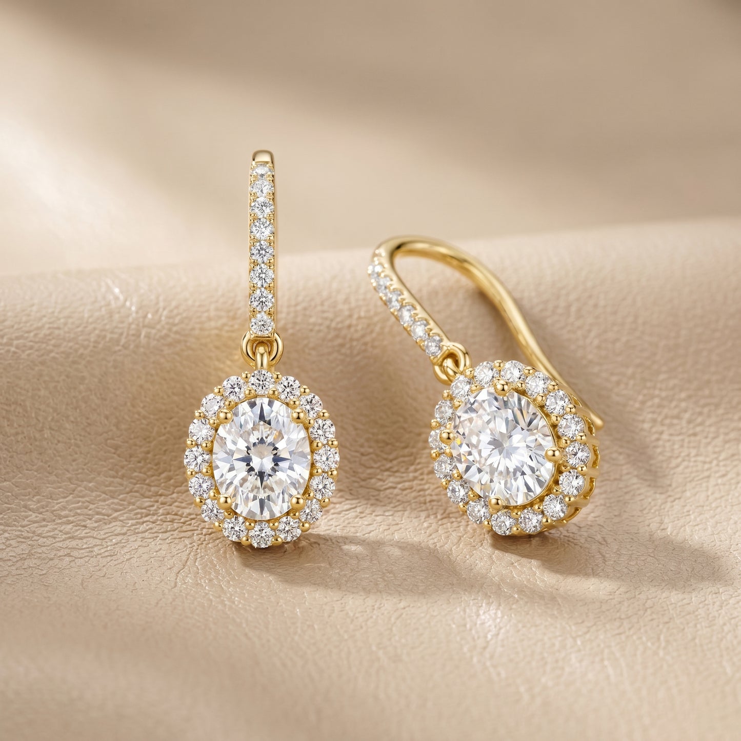 Oval Round Cut Lab Grown Diamond Stud Earrings in Yellow Gold