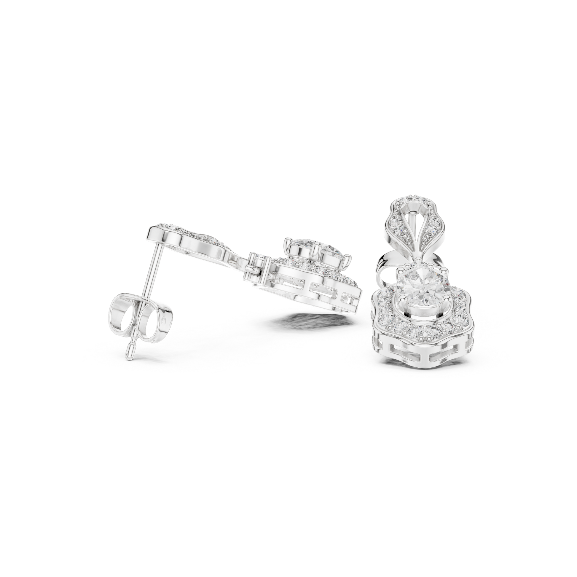 Oval Round Cut Lab Grown Diamond Drop Earrings in Platinum