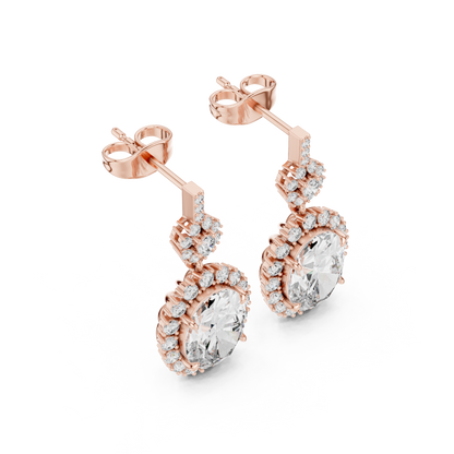 Oval Round Cut Lab Grown Diamond Stud Earrings in Rose Gold
