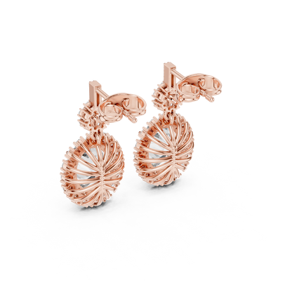 Oval Round Cut Lab Grown Diamond Stud Earrings in Rose Gold