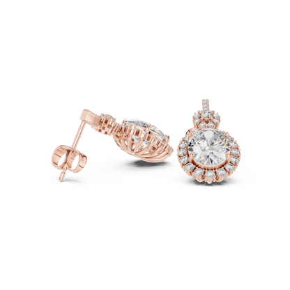 Oval Round Cut Lab Grown Diamond Stud Earrings in Rose Gold