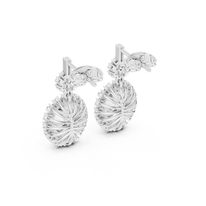 Oval Round Cut Lab Grown Diamond Stud Earrings in Platinum