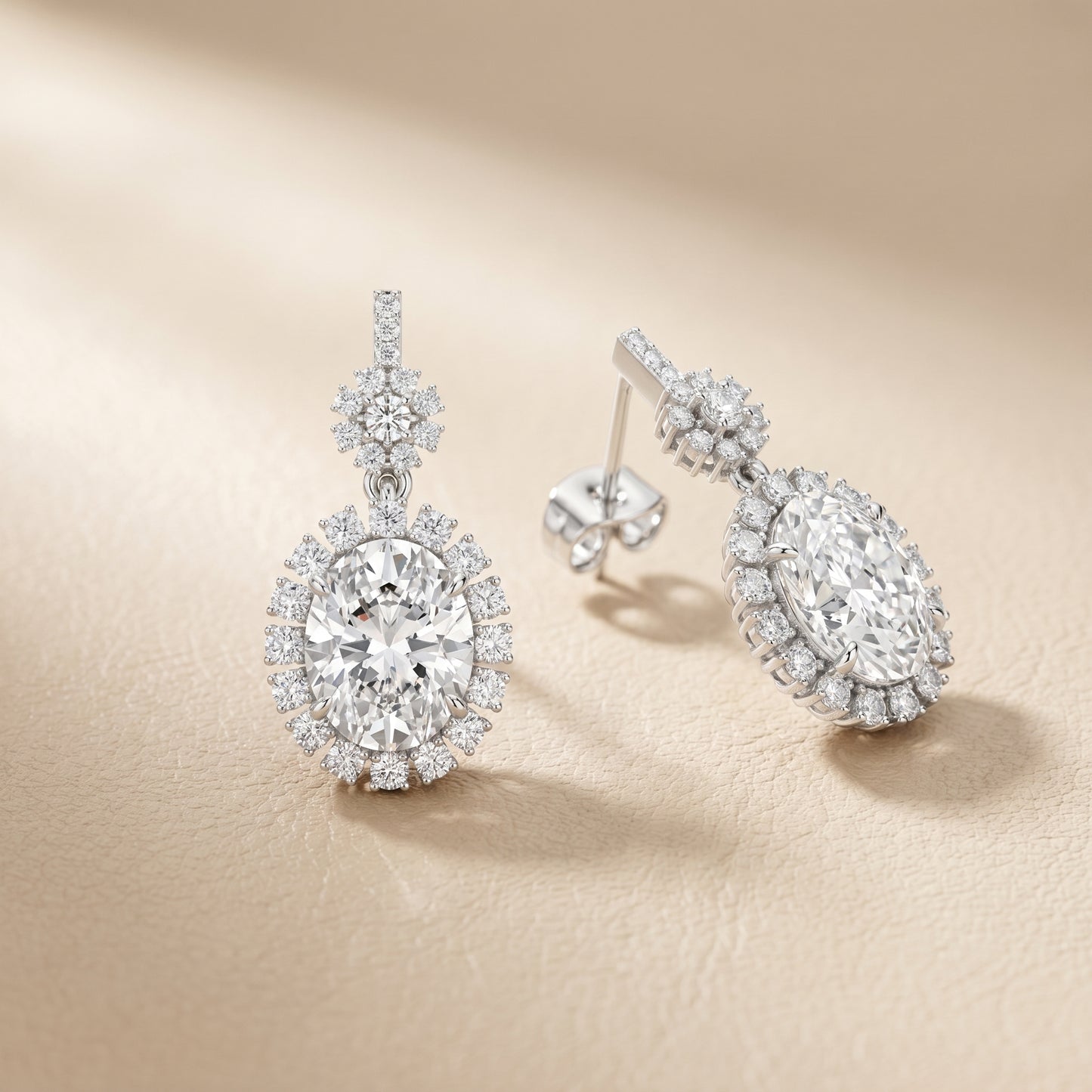 Oval Round Cut Lab Grown Diamond Stud Earrings in Platinum