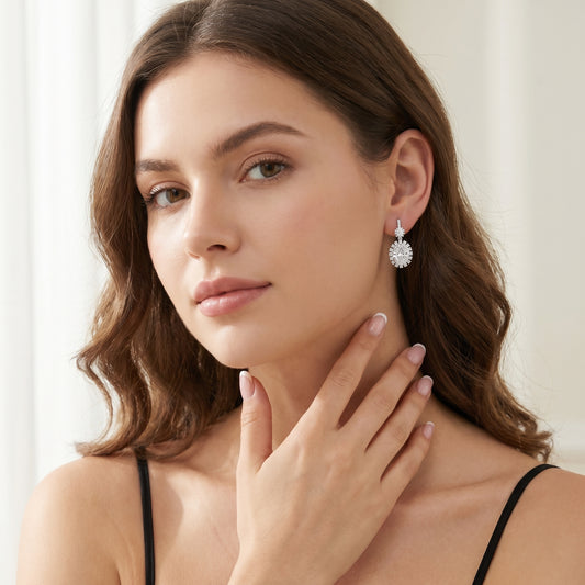 Oval Round Cut Lab Grown Diamond Stud Earrings in White Gold