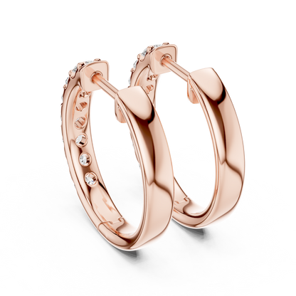 Round Cut Lab Grown Diamond Hoop Earrings in Rose Gold