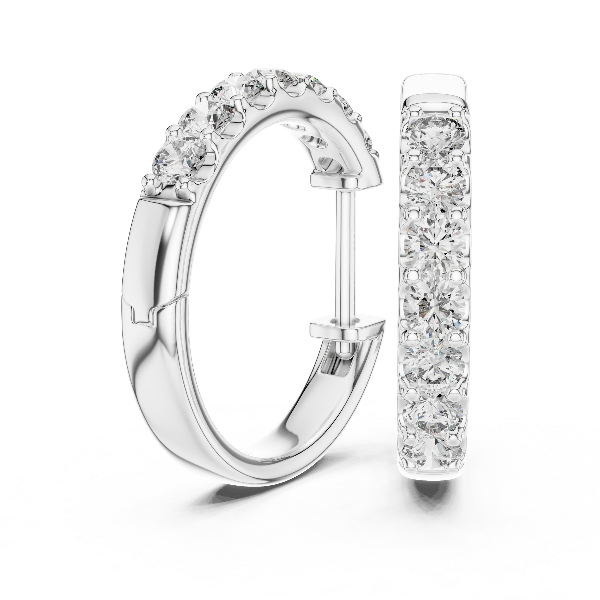 Round Cut Lab Grown Diamond Hoop Earrings in Platinum