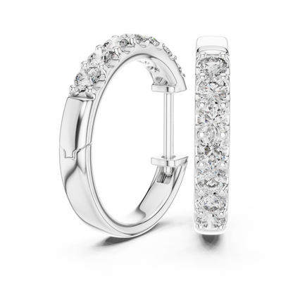 Round Cut Lab Grown Diamond Hoop Earrings in Platinum