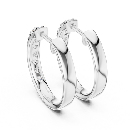Round Cut Lab Grown Diamond Hoop Earrings in Silver