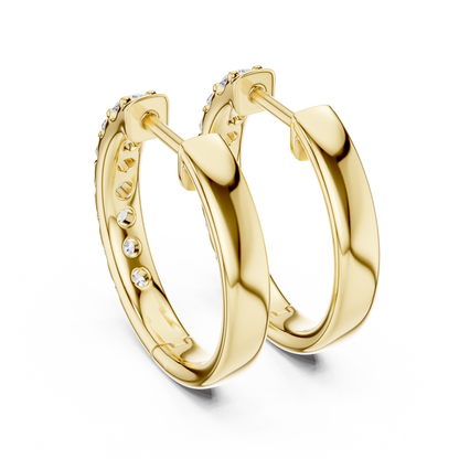 Round Cut Lab Grown Diamond Hoop Earrings in Yellow Gold