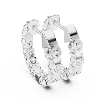 Round Cut Lab Grown Diamond Hoop Earrings in White Gold